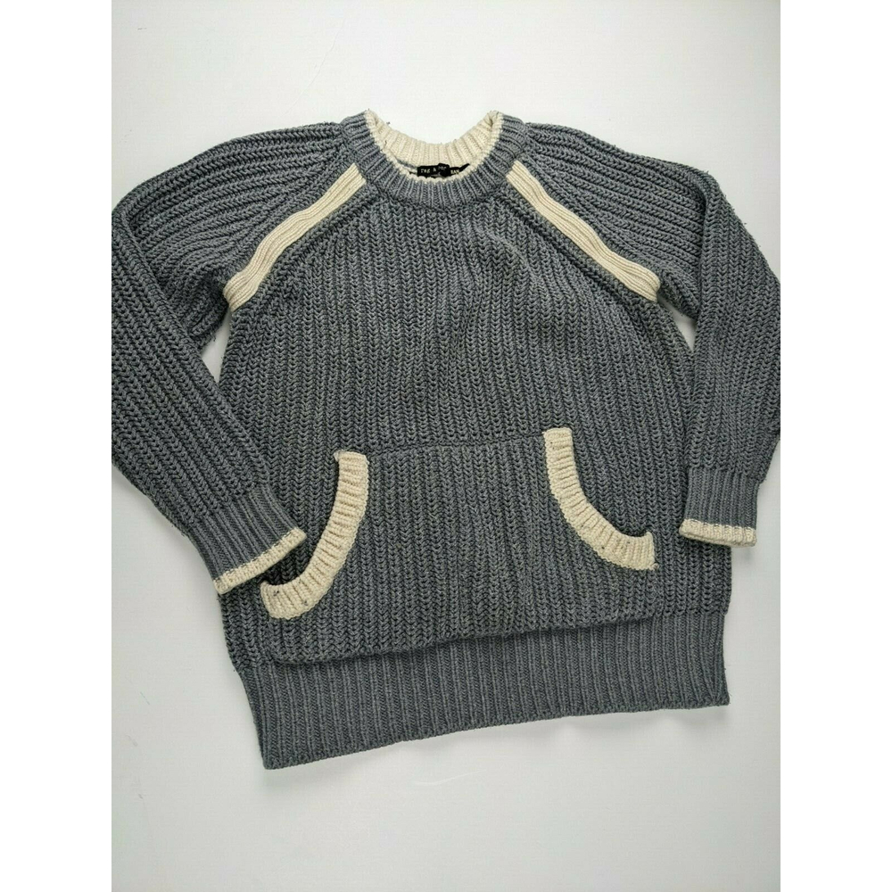 Rag & Bone Womens Cotton Knit Crew Neck Long Sleeve Sweater Gray Size XS